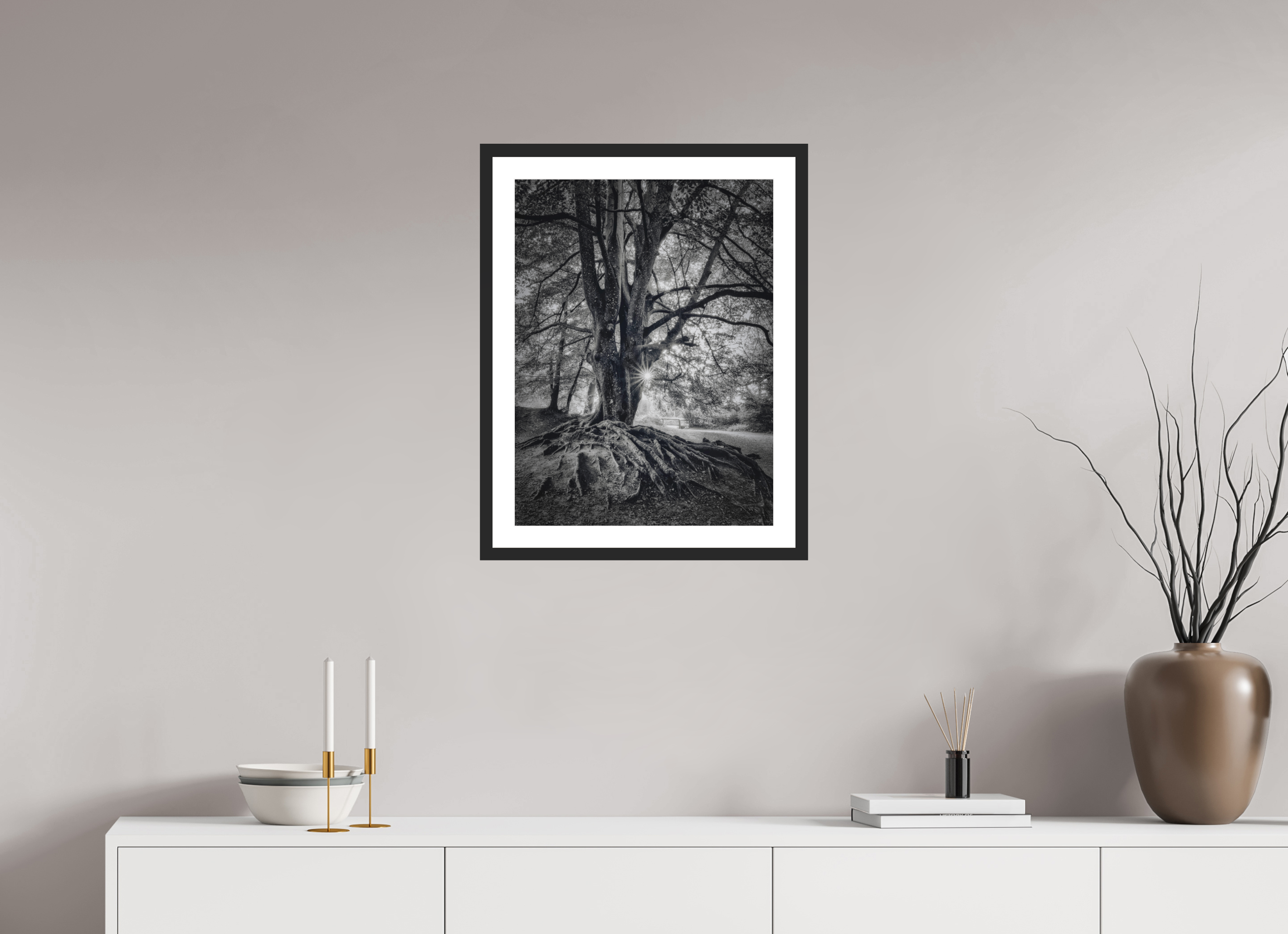 45 x 60 cm, Premium Fine Art – Baryta – Black Frame – Museum Glass Veteran of the Forest