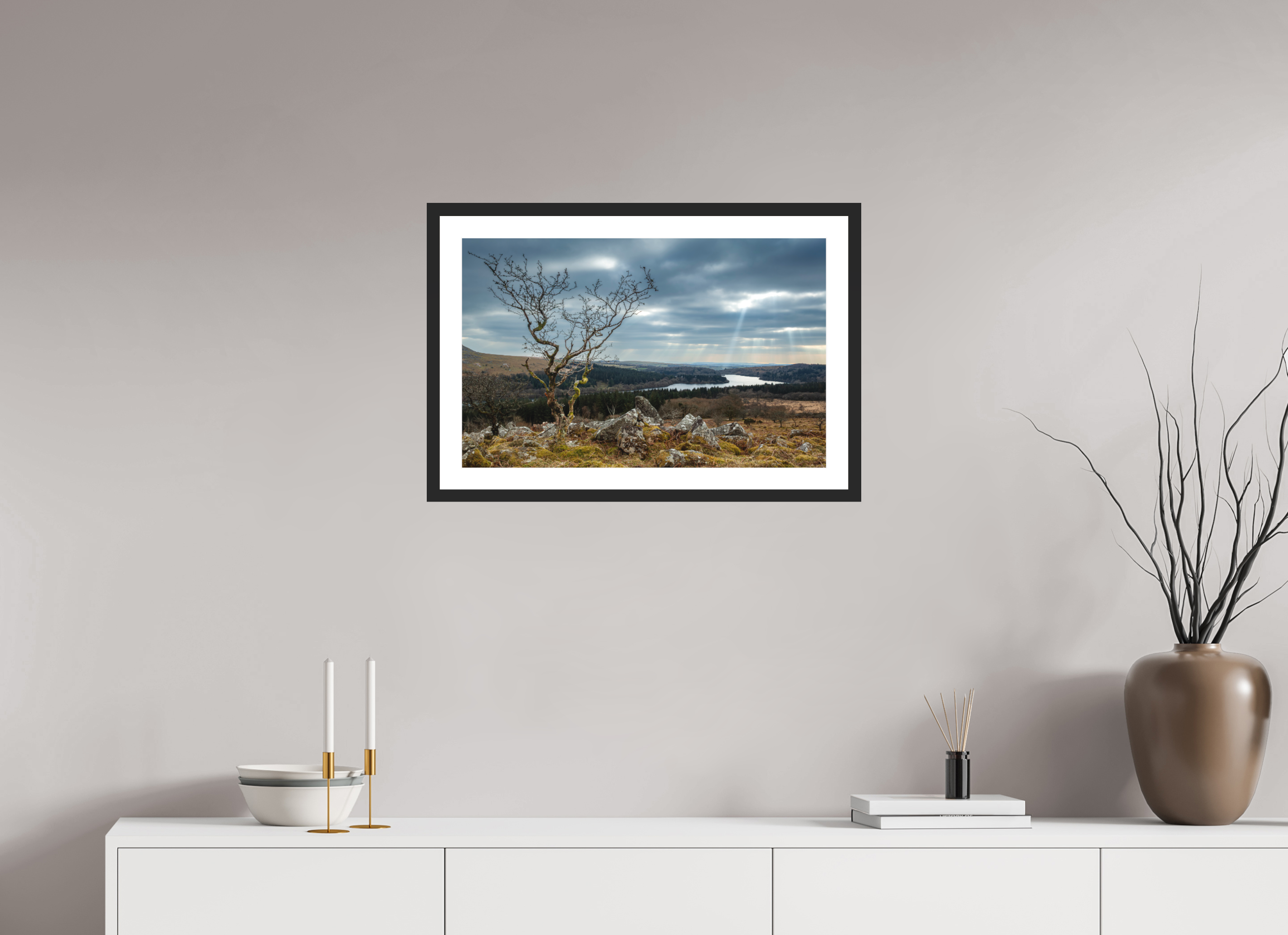 63 x 40 cm, Premium Fine Art – Baryta – Black Frame – Museum Glass Where the Light Breaks — Dartmoor