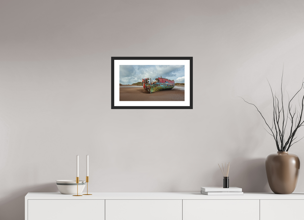 48 x 27 cm, Premium Fine Art – Baryta – Black Frame – Museum Glass Time and Tide — Crow Point