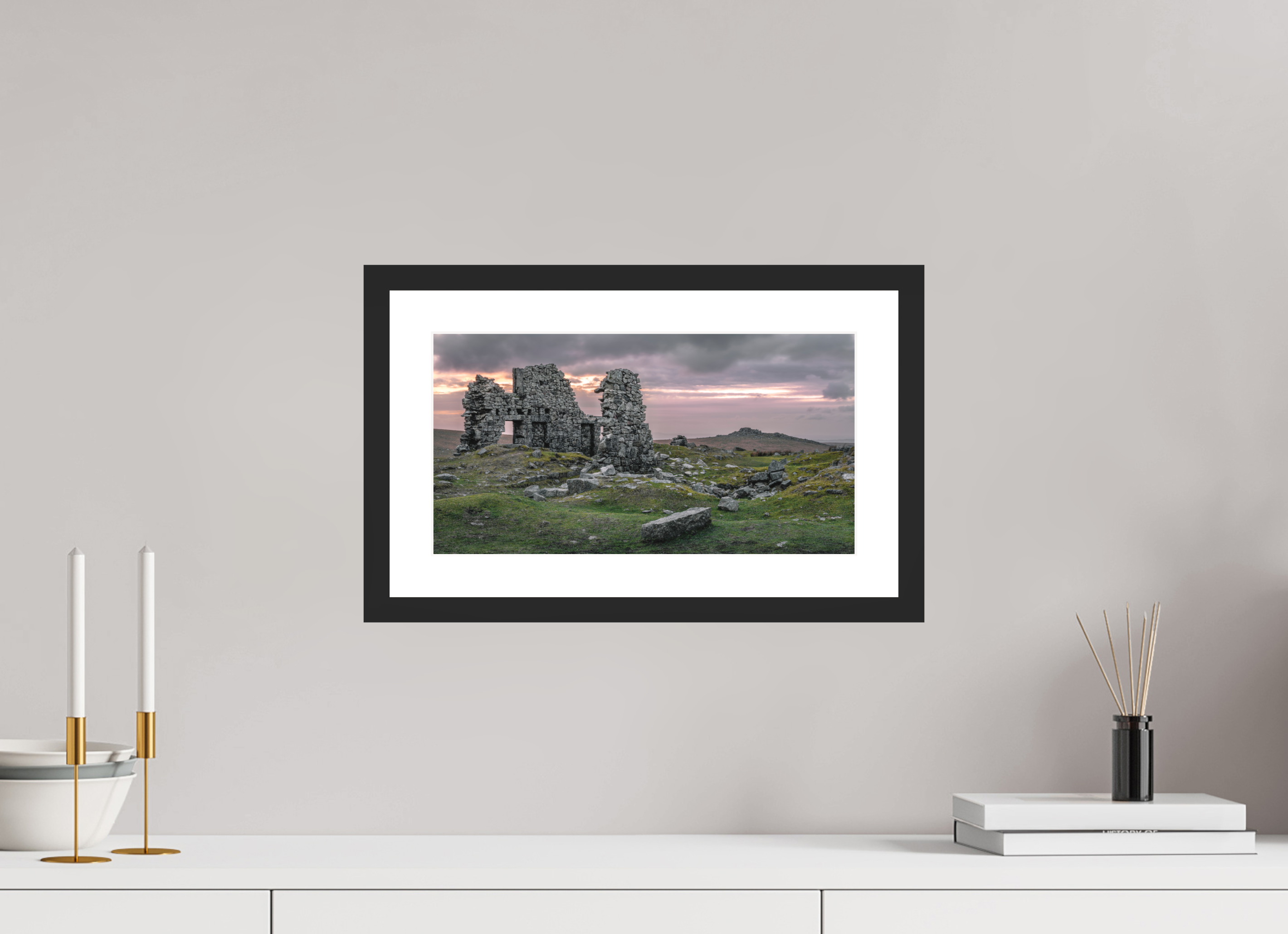 37.4 x 20 cm, Photo Rag – Black Frame – Museum Glass Echoes of Foggintor
