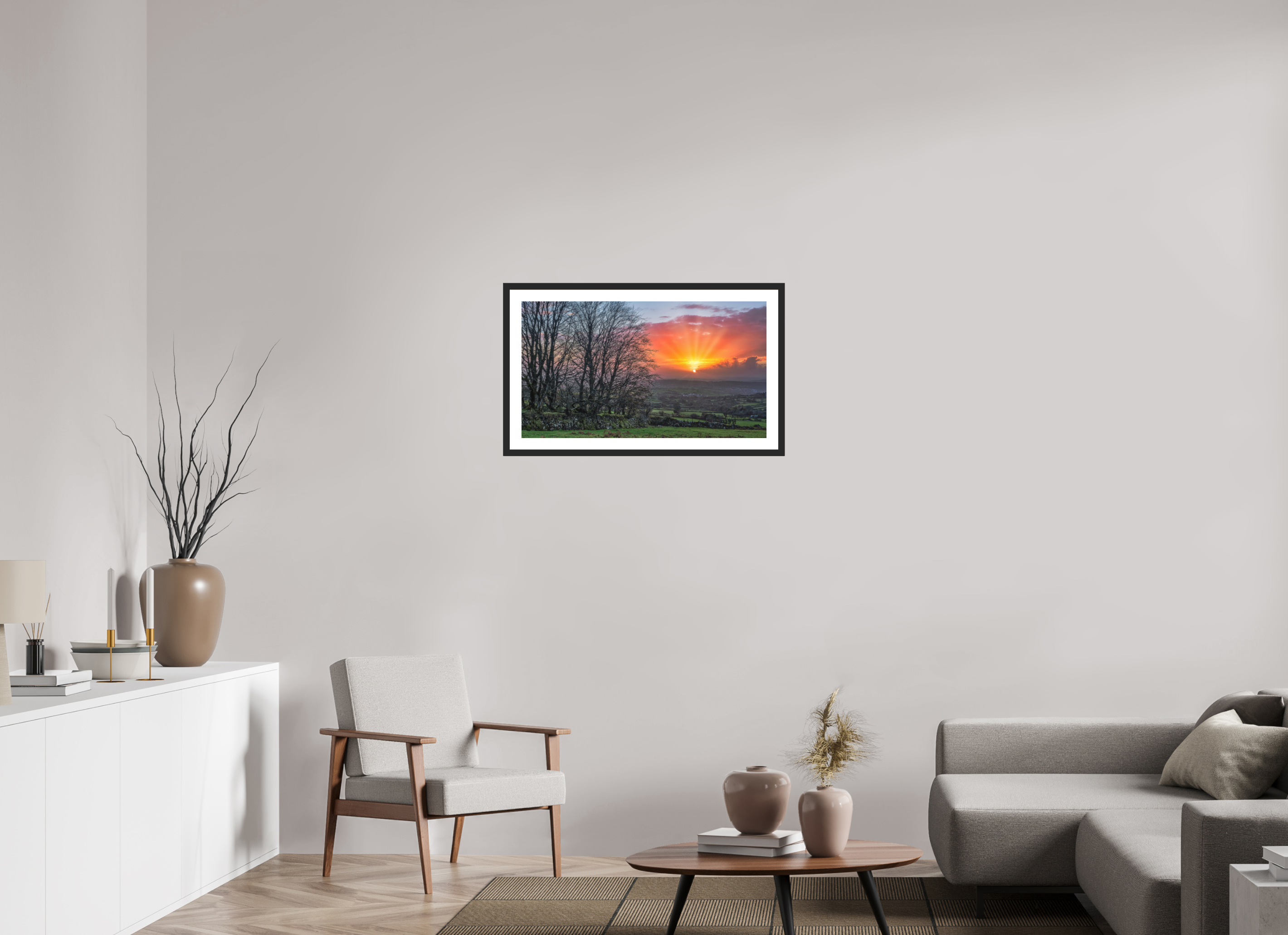 80 x 45 cm, Premium Fine Art – Baryta – Black Frame – Museum Glass When The Moor Caught Fire