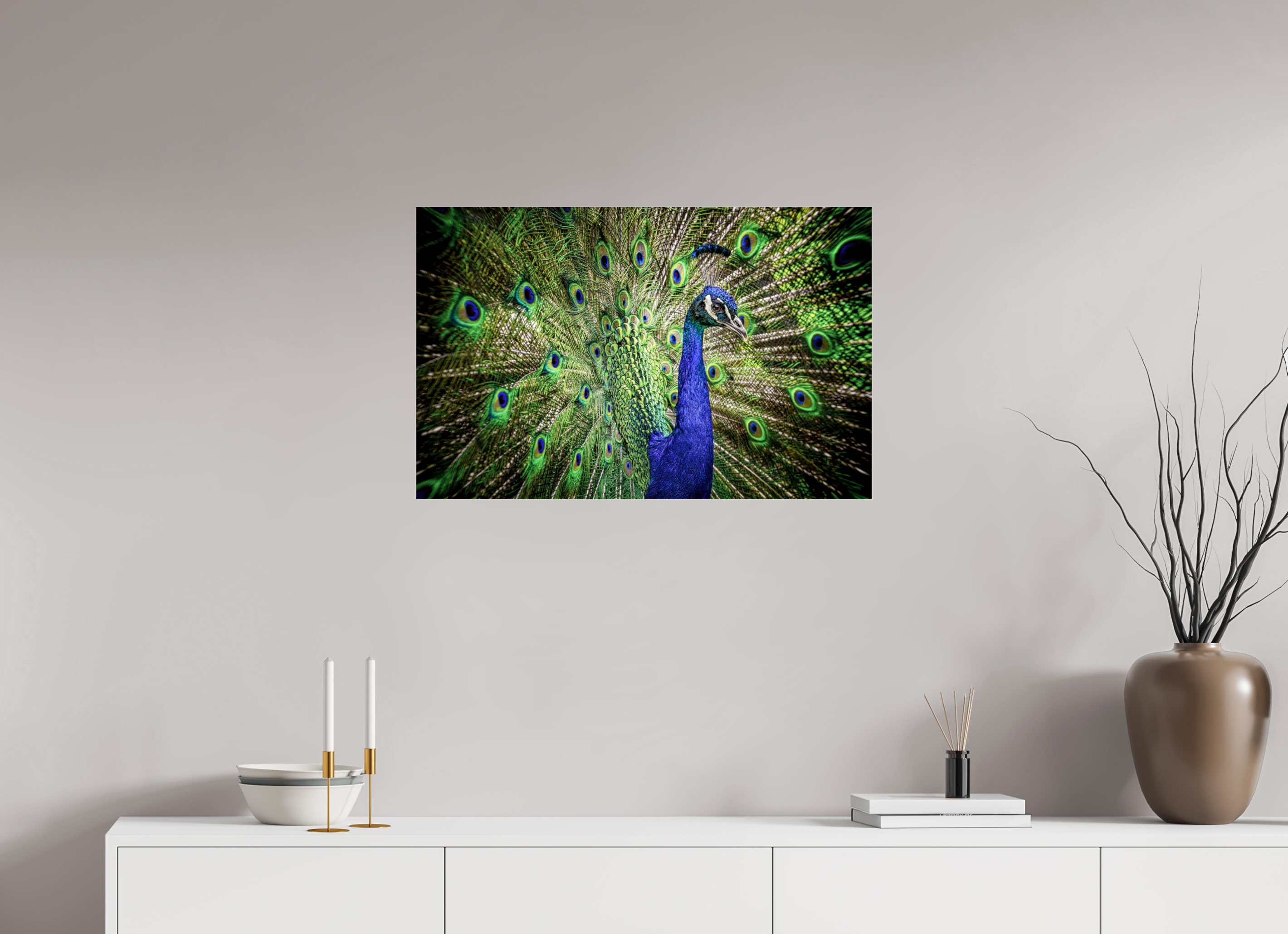 78 x 50 cm, Premium Acrylic Print – Glossy The Peacock’s Crown