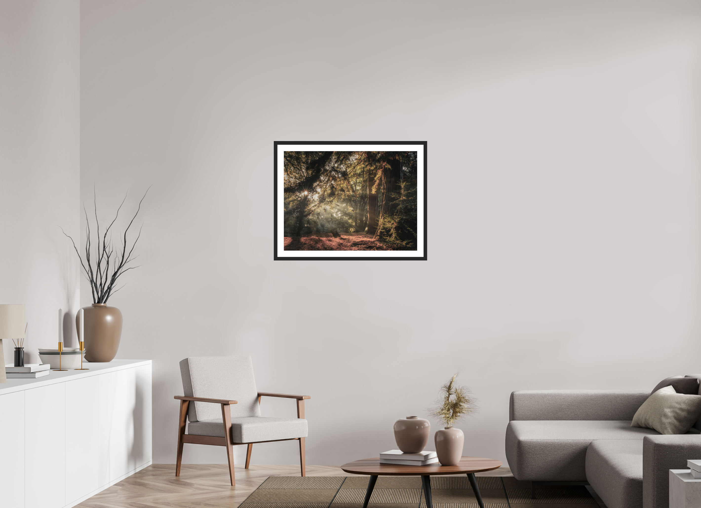 80 x 60 cm, Premium Fine Art – Baryta – Black Frame – Museum Glass Where the Woodland Glows