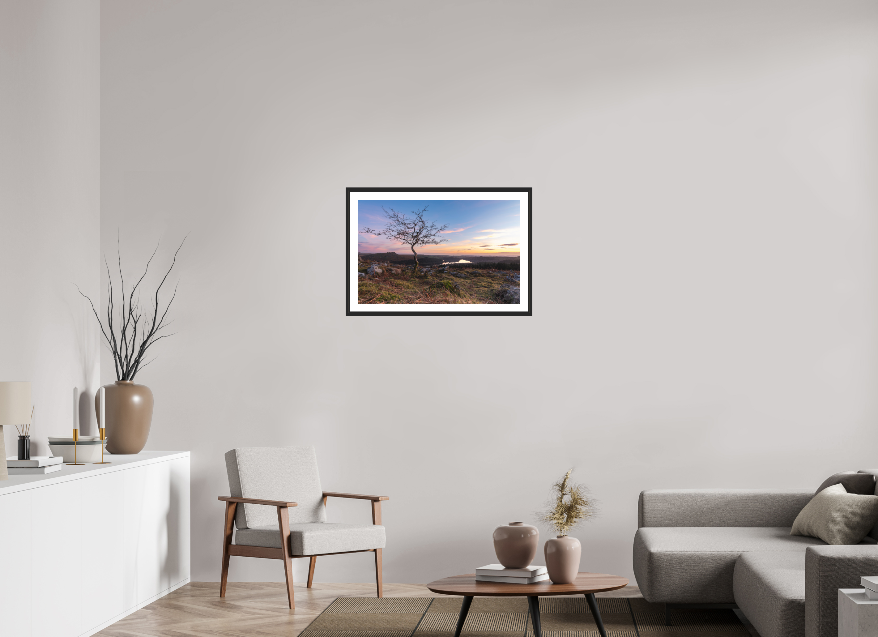 77.4 x 50 cm, Premium Fine Art – Baryta – Black Frame – Museum Glass Sentinel at Sunset
