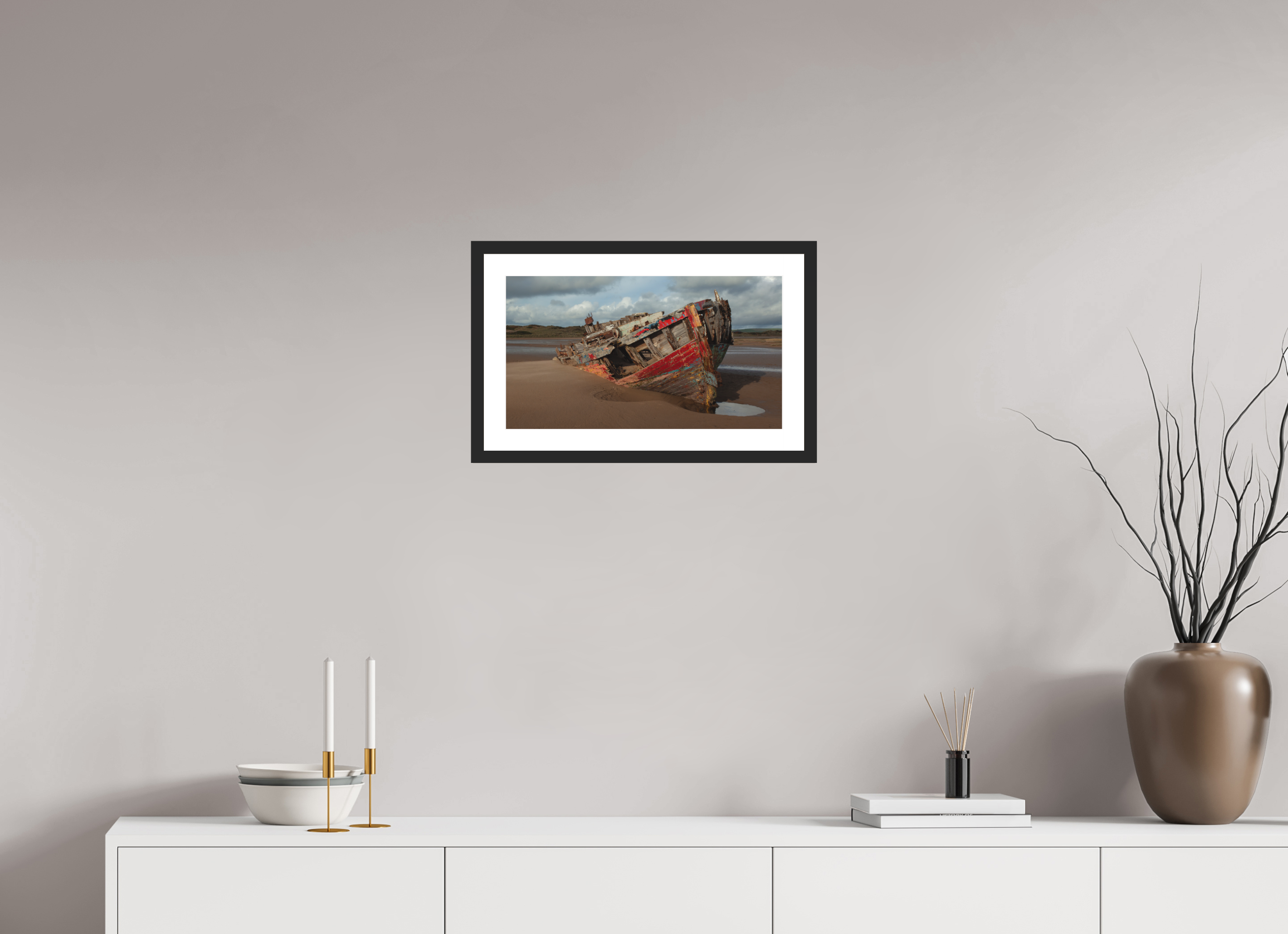 48 x 27 cm, Premium Fine Art – Baryta – Black Frame – Museum Glass Reclaimed by the Tide — Crow Point