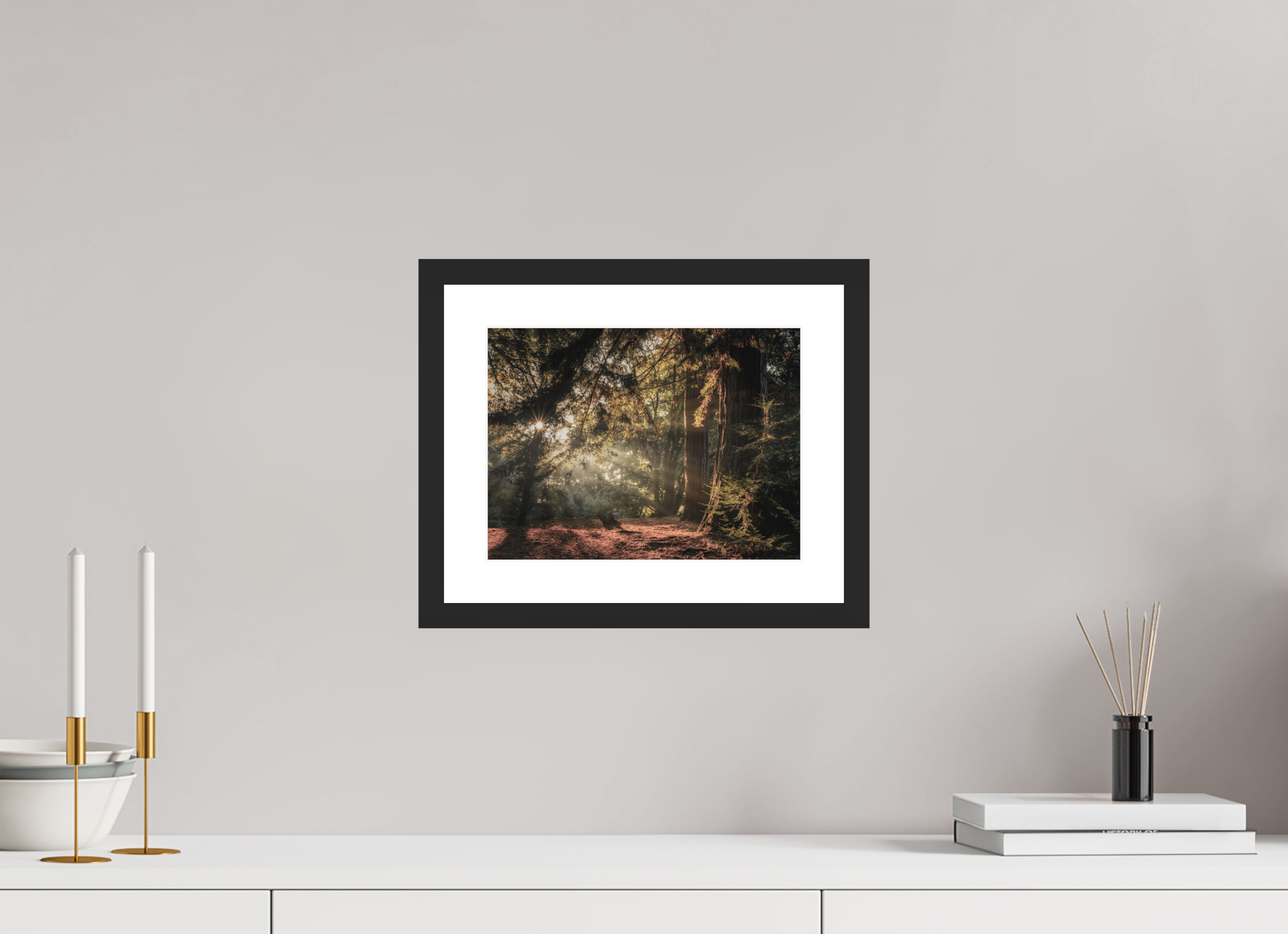 28 x 21 cm, Premium Fine Art – Baryta – Black Frame – Museum Glass Where the Woodland Glows