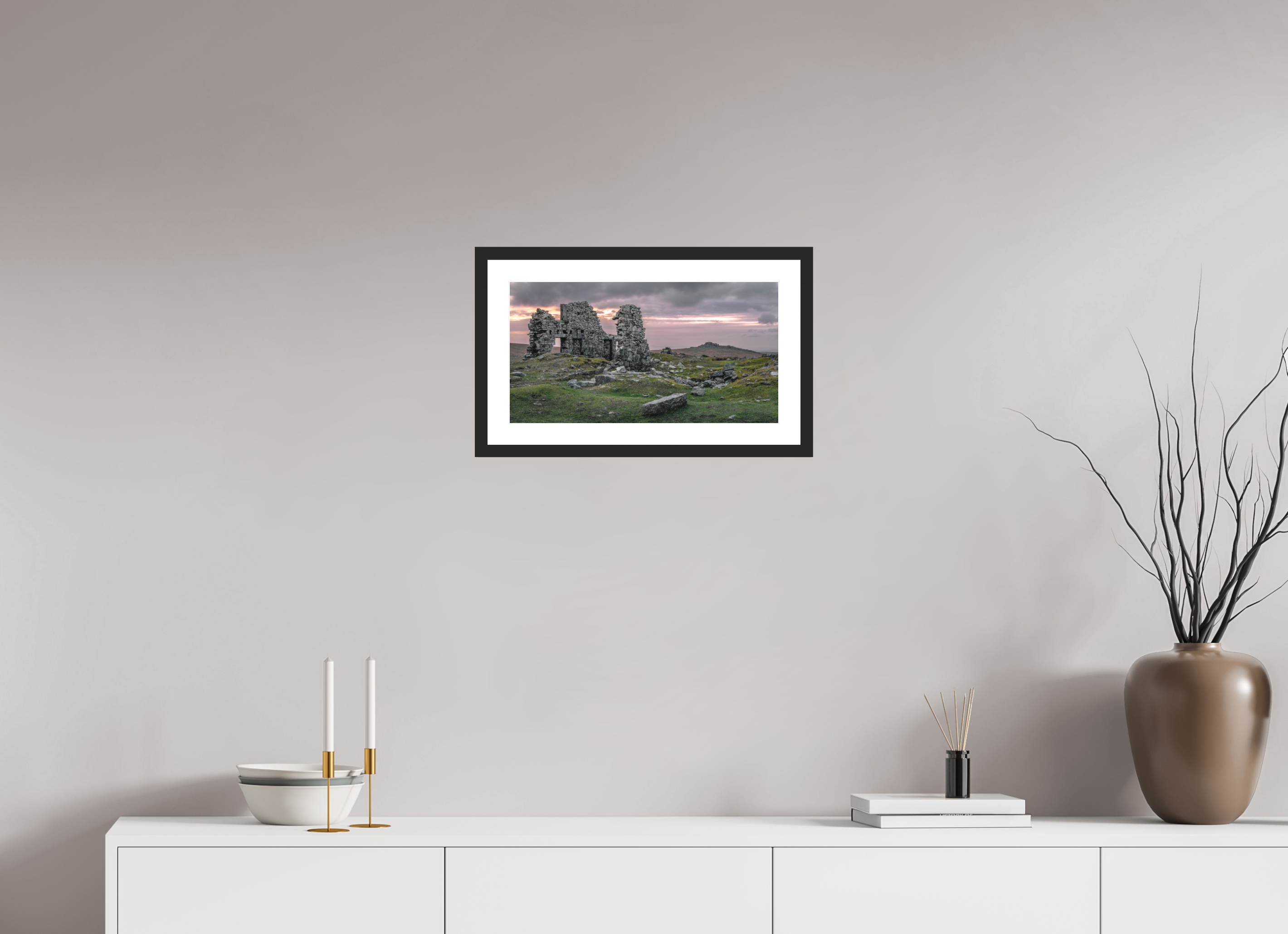 46.7 x 25 cm, Premium Fine Art – Baryta – Black Frame – Museum Glass Echoes of Foggintor