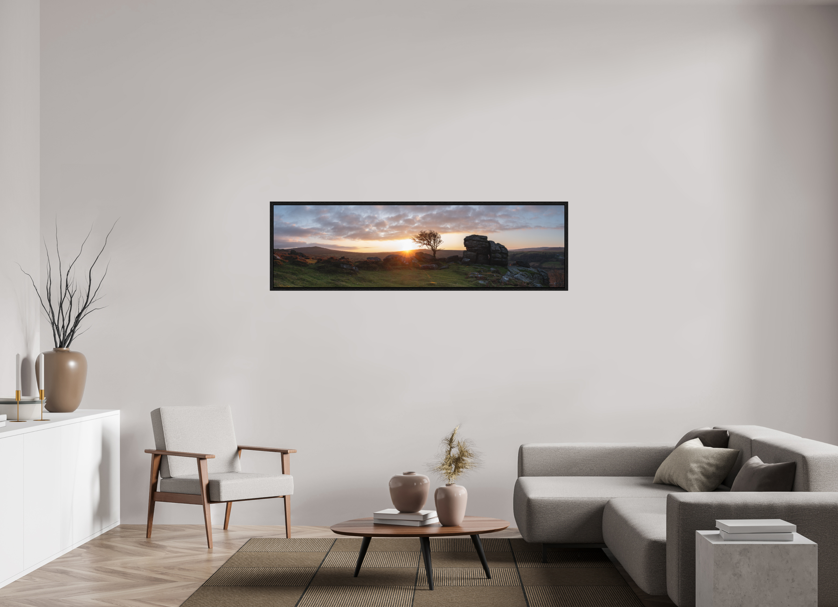 177.3 x 50 cm, Fine Art Print – Photo Rag Baryta – Framed Light at Saddle Tor