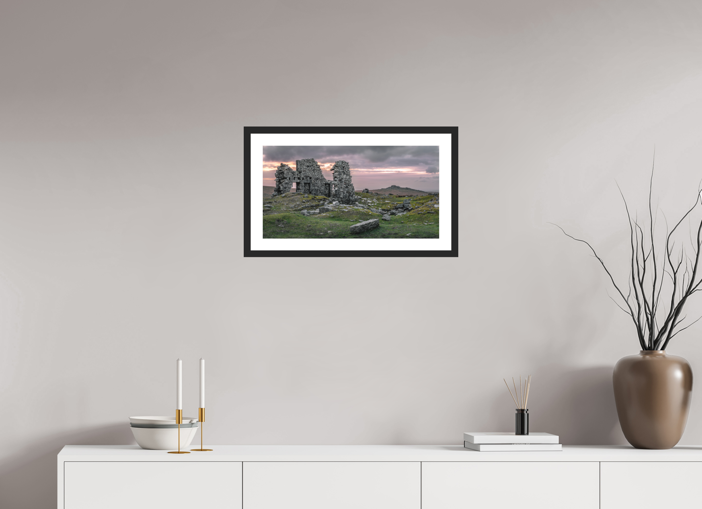 56.1 x 30 cm, Photo Rag – Black Frame – Museum Glass Echoes of Foggintor